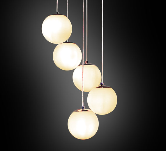 Glas Kugel Hängelampe Pendellampe Deckenlampe 40x100cm kürzbar 5xE27