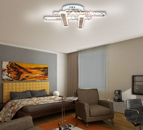 LED Kristall Deckenlampe Decken Wand Leuchte Warmweiß Flur 51x51cm 24