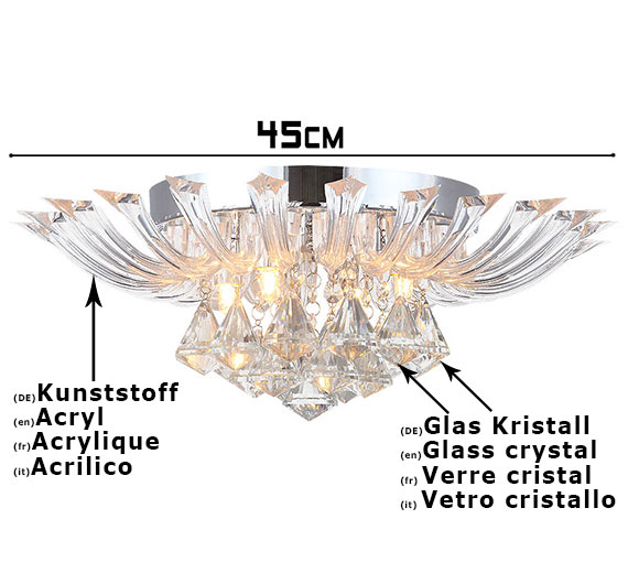 Kristall Deckenleuchte Ø45cm Leuchte Deckenlampe Kronleuchter Decken