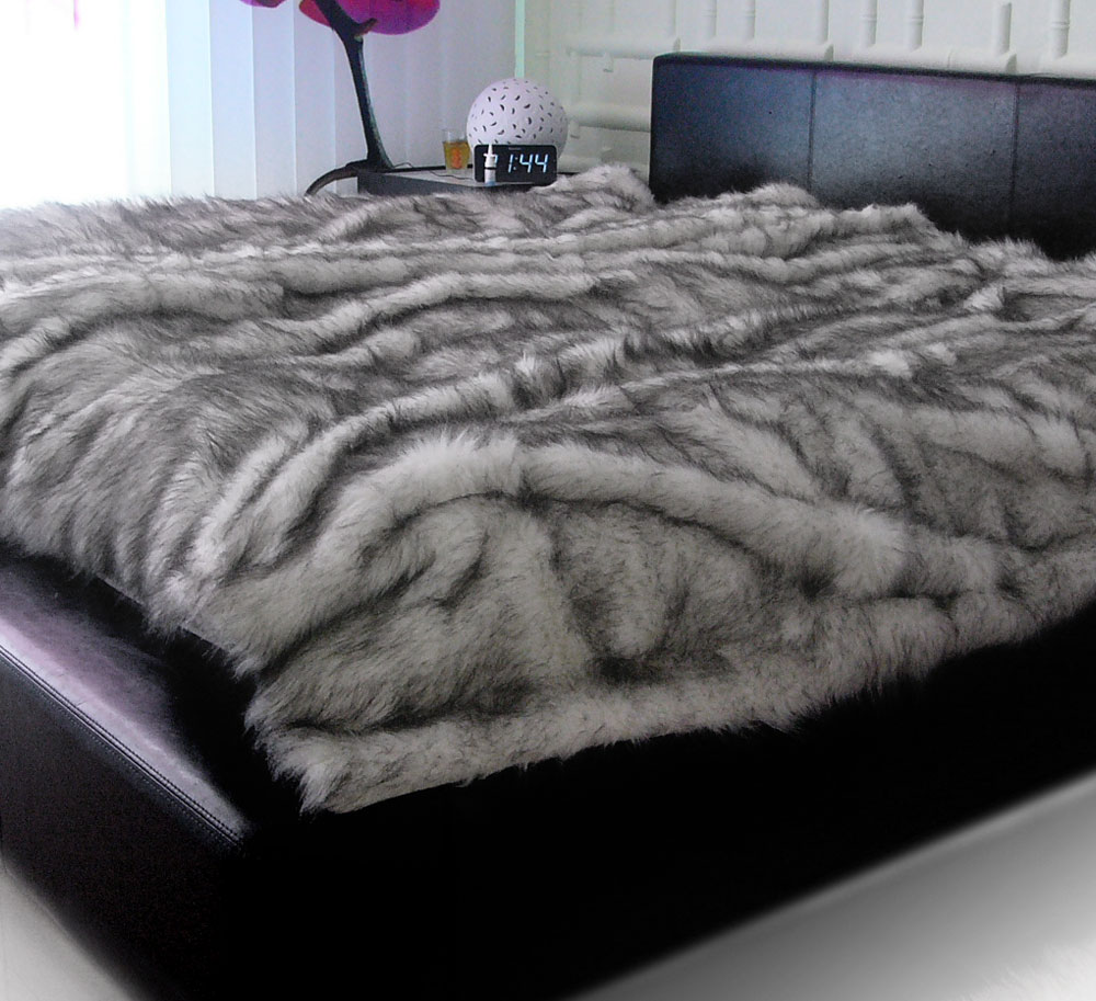 Kuscheldecke Chinchilla Pelzdecke Pelzimitat Wohndecke Sofadecke Bettüberwurf